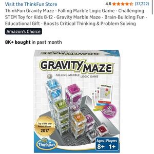 ThinkFun Gravity Maze Falling Marble Logic Game